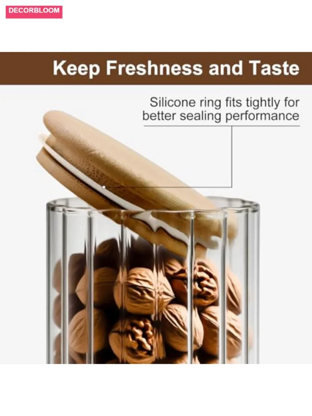 Glass Jars with Bamboo Lids - Airtight Food Canisters, Stackable Kitchen